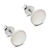 Studio Jewellery Stud Earrings | Earrings-Medium White Shell Silver Earring Studs