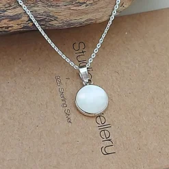 Studio Jewellery Necklaces-Medium White Shell Silver Necklace