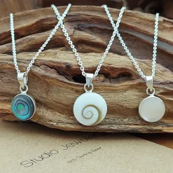 Studio Jewellery Necklaces-Medium White Shell Silver Necklace
