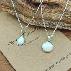 Studio Jewellery Necklaces-Medium White Shell Silver Necklace