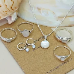 Studio Jewellery Necklaces-Medium White Shell Silver Necklace