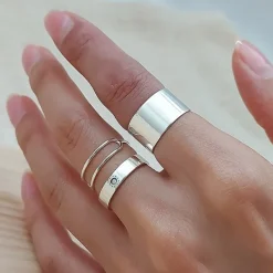 Studio Jewellery Feature & Stacker Rings | Rings-Minimalistic Oblong Silver Ring