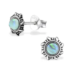 Studio Jewellery Stud Earrings | Earrings-Mint Green Faux Opal Silver Stud Earrings