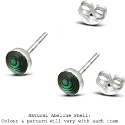 Studio Jewellery Stud Earrings | Earrings-4mm Abalone Circle Silver Earring Studs