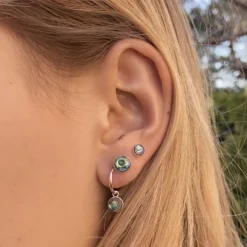 Studio Jewellery Stud Earrings | Earrings-4mm Abalone Circle Silver Earring Studs