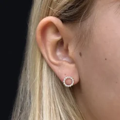 Studio Jewellery Stud Earrings | Earrings-9mm Beaded Circle Silver Stud Earring