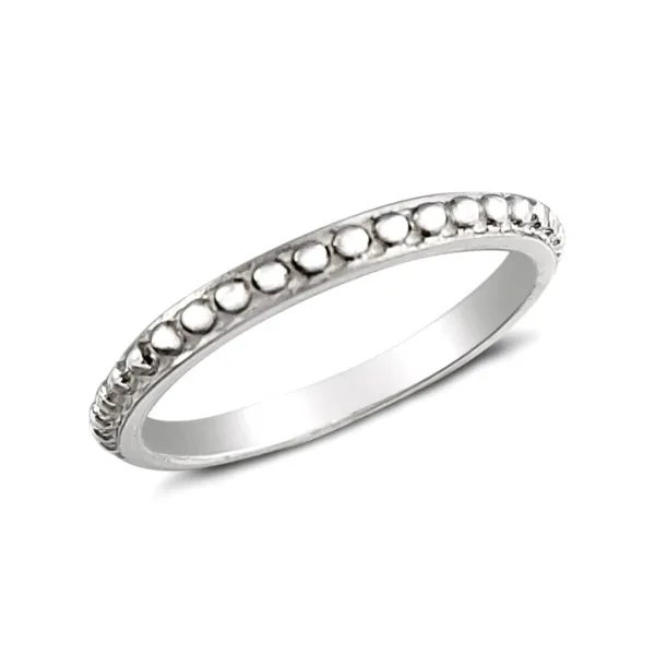 Studio Jewellery Feature & Stacker Rings | Rings-3mm Beaded Silver Stacker Polished Band Ring