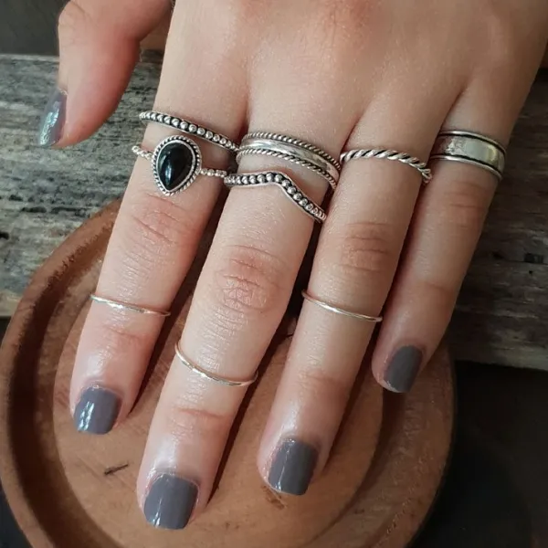 Studio Jewellery Feature & Stacker Rings | Rings-3mm Beaded Silver Stacker Band Ring