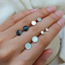 Studio Jewellery Stud Earrings | Earrings-7mm Black Circle Silver Earring Studs