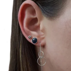 Studio Jewellery Stud Earrings | Earrings-7mm Black Circle Silver Earring Studs