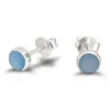 Studio Jewellery Stud Earrings | Earrings-4mm Blue Shell Circle Silver Earring Studs