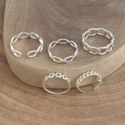 Studio Jewellery Feature & Stacker Rings | Rings-4mm Chain Silver Ring