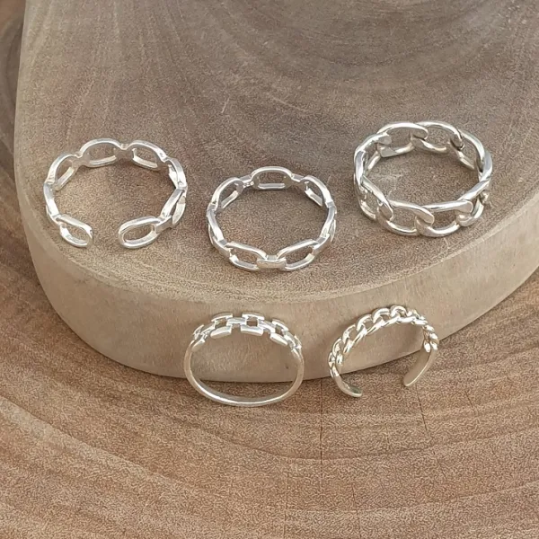 Studio Jewellery Feature & Stacker Rings | Rings-4mm Chain Silver Ring