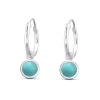 Studio Jewellery Hoop Earrings | Earrings-5mm Circle Larimar Silver Hoop Charm Earrings
