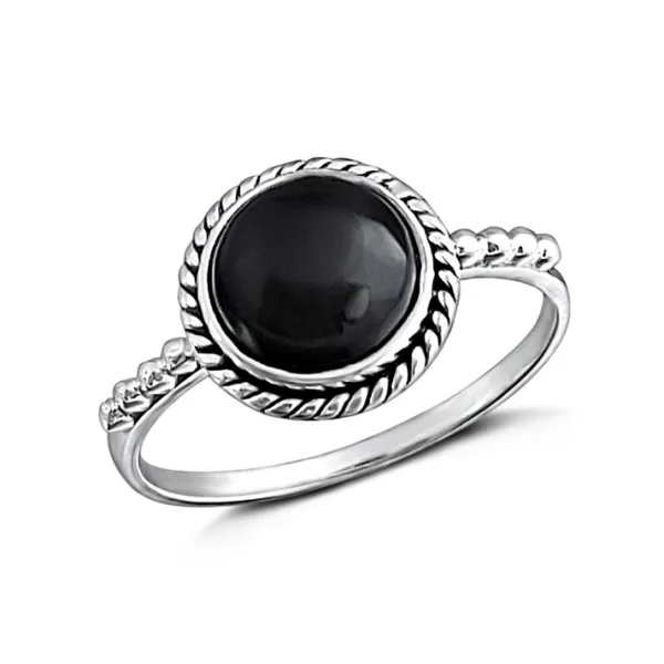 Studio Jewellery Gem Stone Rings | Rings-8mm Circle Onyx Sterling Silver Ring