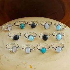 Studio Jewellery Gem Stone Rings | Rings-8mm Circle Onyx Sterling Silver Ring