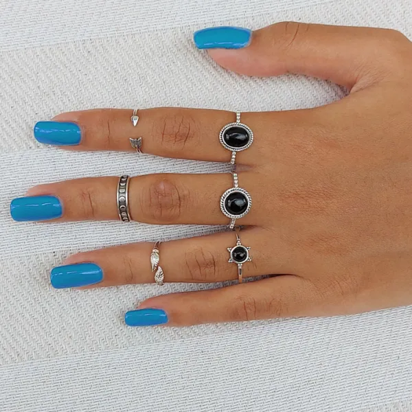 Studio Jewellery Gem Stone Rings | Rings-8mm Circle Onyx Sterling Silver Ring