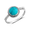Studio Jewellery Gem Stone Rings | Rings-7mm Circle Turquoise Sterling Silver Ring