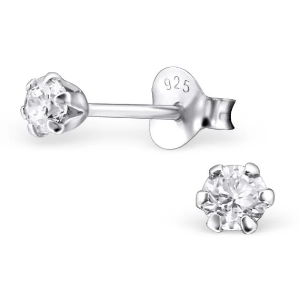 Studio Jewellery Earrings | Stud Earrings-3mm CZ Sterling Silver Classic Earring Studs