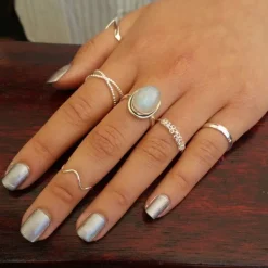 Studio Jewellery Midi And Knuckle Rings | Rings-3mm Plain Band Adjustable Mid Finger Silver Ring