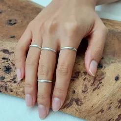 Studio Jewellery Midi And Knuckle Rings | Rings-2mm Round Edge Band Sterling Silver Ring