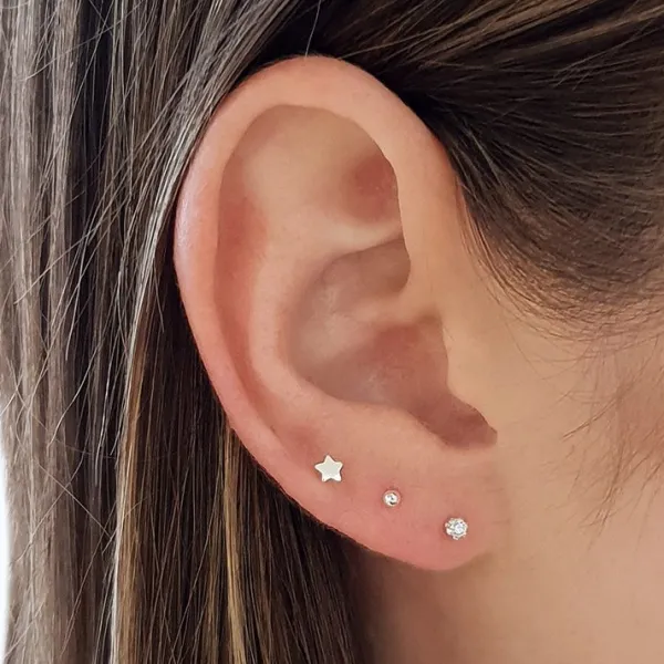 Studio Jewellery Stud Earrings | Earrings-2mm Silver Cubic Zirconia Earring Studs