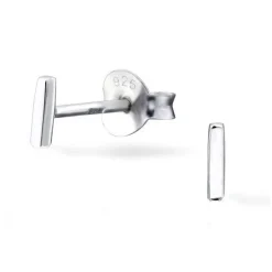 Studio Jewellery Stud Earrings | Earrings-6mm T Bar Line Silver Stud Earrings