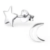 Studio Jewellery Stud Earrings | Earrings-Moon and Star Silver Stud Earrings