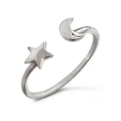 Studio Jewellery Feature & Stacker Rings | Rings-Moon Star Adjustable Silver Ring