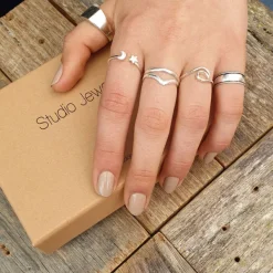 Studio Jewellery Feature & Stacker Rings | Rings-Moon Star Adjustable Silver Ring