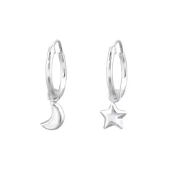 Studio Jewellery Hoop Earrings | Earrings-Moon Star Hoop Earrings