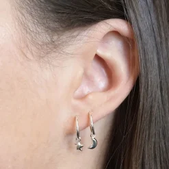Studio Jewellery Hoop Earrings | Earrings-Moon Star Hoop Earrings
