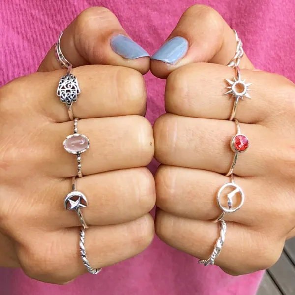 Studio Jewellery Feature & Stacker Rings | Rings-Moon Star Silver Ring