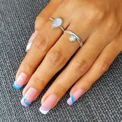 Studio Jewellery Gem Stone Rings | Rings-Moonstone Circle Beaded Band Silver Ring