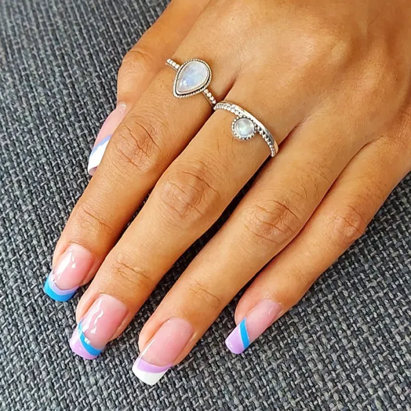 Studio Jewellery Gem Stone Rings | Rings-Moonstone Circle Beaded Band Silver Ring