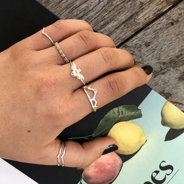 Studio Jewellery Feature & Stacker Rings | Rings-Mountain Range Silver Ring