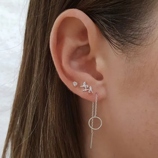 Studio Jewellery Stud Earrings | Earrings-Olive Branch Sterling Silver Earring Studs