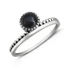 Studio Jewellery Gem Stone Rings | Rings-Onyx Circle Beaded Band Silver Ring