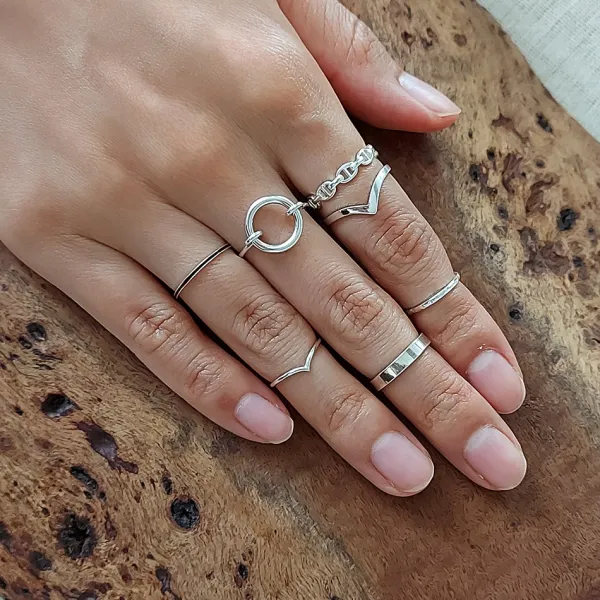 Studio Jewellery Feature & Stacker Rings | Rings-Onyx Strip Silver Ring