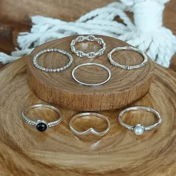Studio Jewellery Feature & Stacker Rings | Rings-Onyx Strip Silver Ring