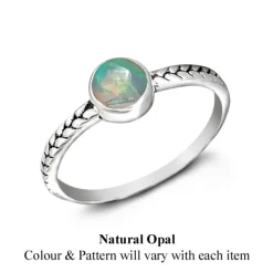 Studio Jewellery Gem Stone Rings | Rings-Opal Fine Banded Silver Ring