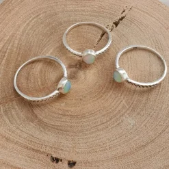 Studio Jewellery Gem Stone Rings | Rings-Opal Fine Banded Silver Ring