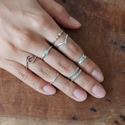 Studio Jewellery Gem Stone Rings | Rings-Opal Hammered Silver Ring