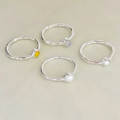 Studio Jewellery Gem Stone Rings | Rings-Opal Hammered Silver Ring
