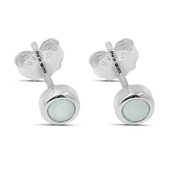 Studio Jewellery Stud Earrings | Earrings-Opal Silver Earring Studs