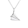 Studio Jewellery Necklaces-Origami Plane Silver Necklace