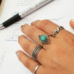 Studio Jewellery Feature & Stacker Rings | Rings-Oxidised Silver Twisted Rope Stacker Ring