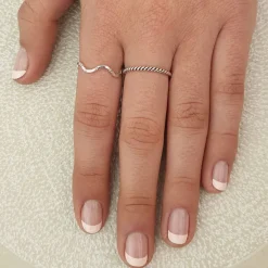 Studio Jewellery Midi And Knuckle Rings | Rings-Patterned Wawa Silver Ring