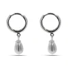 Studio Jewellery Hoop Earrings | Earrings-Pearl Silver Hoop Charm Earrings