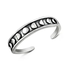 Studio Jewellery Midi And Knuckle Rings | Rings-Phases of Moon Oxidised Silver Midi Ring